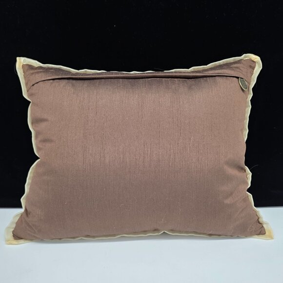 Pier 1 Beaded Leaf Decorative Square Throw Pillow Cover Brown Silver 16"x13" - Picture 5 of 8